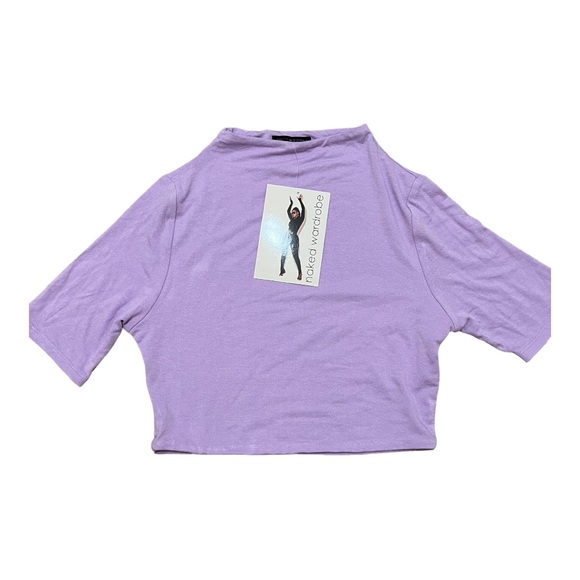 Naked Wardrobe Mock Neck Crop Top - Picture 3 of 5